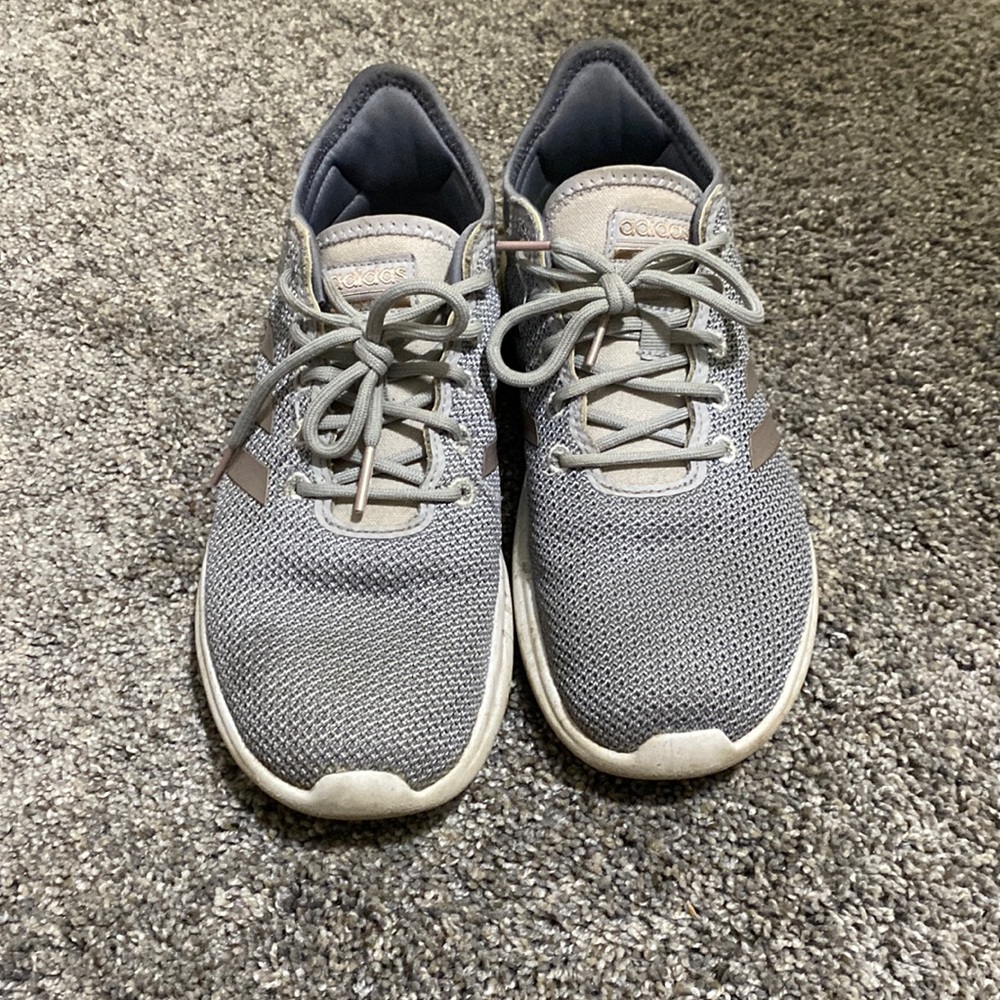 Adidas size 7.5, gray and white color.